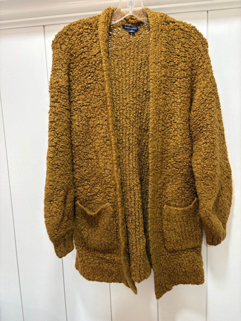 American Eagle Outfitters Chunky Bouclé Open cardigan size medium yellow